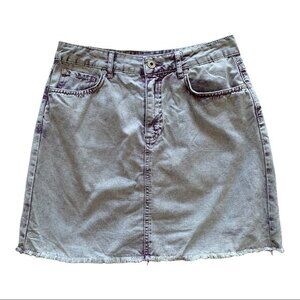 Zara Purple Grey Acid Wash Denim Mini Jean Skirt M Casual 90s Style